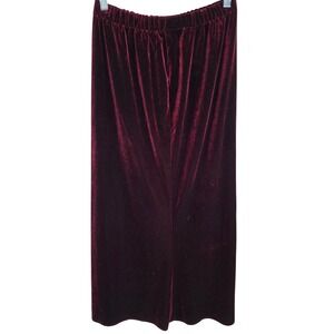 Y2K Velvet Skirt Women's Midi Elastic Waist Burgundy Grunge Festival Casual Sz L